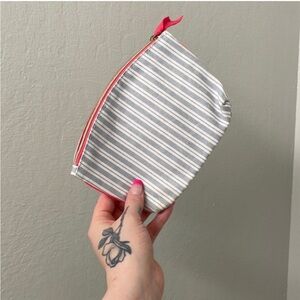 Ipsy Blue & White Striped Pouch Bag